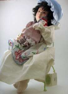 Sherry Goshon OOAK Artist Doll Cloth Girl With Rag Doll  
