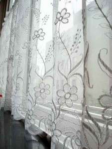Lovely Flower Trail Embroidered Sheer Cafe Curtain  