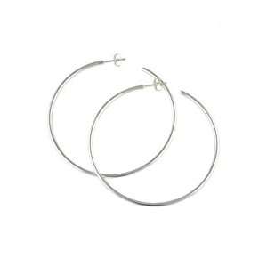   Inch Sterling Silver Post Hoop Earrings Classic Silver Jewelry