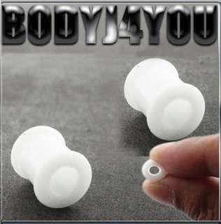 0G WHITE SILICONE EAR PLUGS GAUGES PIERCING 1 PAIR  