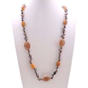  BG Amber Color Precious Stone Necklace Jewelry