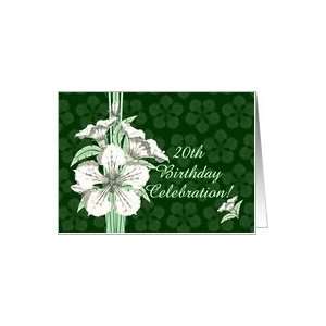  20th Birthday Party Invitation Pretty White Flowers Card 