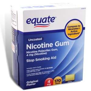 Nicotine Gum 4 mg, Original Flavor, 170 Pieces   Equate  