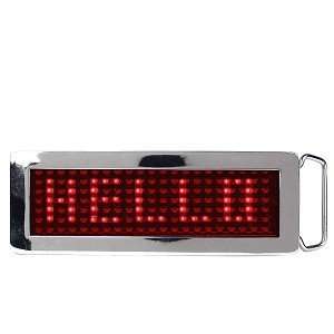  Programmable Scrolling Red LED Chrome Belt Buckle Office 