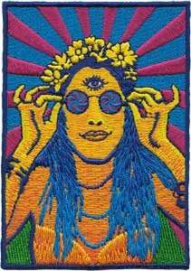   on Patch   Zen / Om Psychedelic Hippy Chick on the Beach Clothing