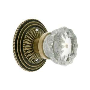   Fluted Crystal Knobs Double Dummy in Antique Brass.