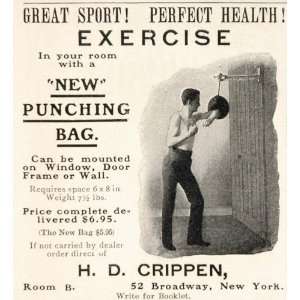   Original Vintage Ad Crippen Punching Bag Exercise   Original Print Ad