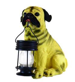 Pug Dog With Lantern Outdoor Garden Solar Path Light  