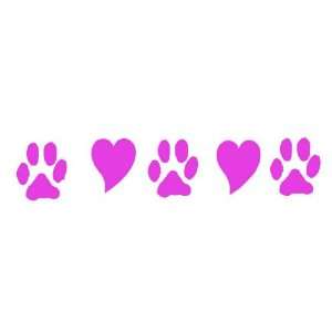 Pink Dog Paws and Hearts Vinyl Decal Sticker Dog Lover Animal Rescue