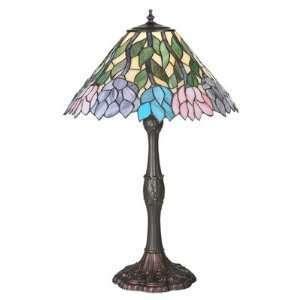   Light Table Lamp, Antique Bronze Finish with Beige Pink Purple Shade