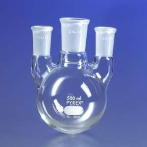  PYREX 500mL Three Neck Distilling Flask with Vertical Neck 