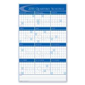  2012 Quarterly   Vertical Wall Calendar   Blue Office 