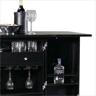   Contemporary Black Steamer Folding Home Bar by Home Styles Furniture