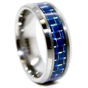   Blue Carbon Fiber Mens Wedding Ring Engagement Band Size (11) Jewelry