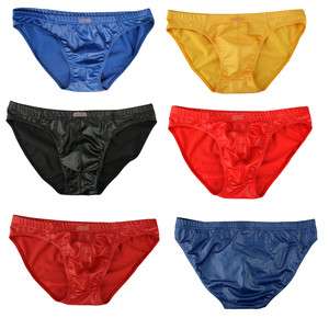   Men’s Underwear Leather like Swimwear Briefs color blue size M/L/XL