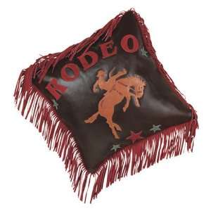   American West Rodeo Leather Fringed Decorative Pillow