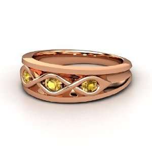    Triple Twist Ring, 14K Rose Gold Ring with Citrine Jewelry