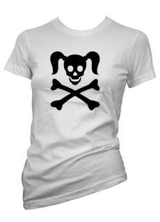 SKULL WITH PONY TAILS tshirt  Womens Funny T Shirts Size 10 20 White 