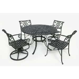 Three Coins TC1000E 46 Inch Round Table with Two Veracruz Patio Chairs 