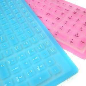   Waterproof Silicone USB Soft Keyboard, Blue and Pink Electronics