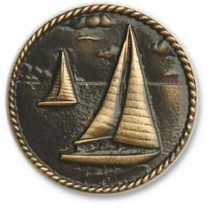  Buck Snort Hardware Sailboats Round Knob, Antique Copper 