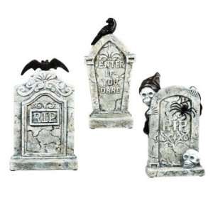  Set of 3 Scary R.I.P. Headstone Halloween Yard Art 12.5 