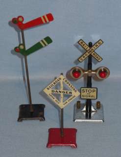 Lot 3 Vintage Antique Marx Tin Toy Train SIGNALS, Old Pre War Model 