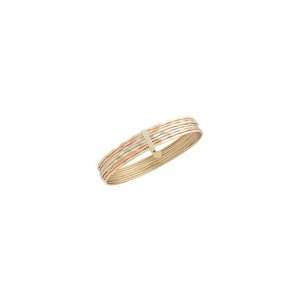  ZALES Stacked Bangle in Sterling Silver with 14K Tri Tone 