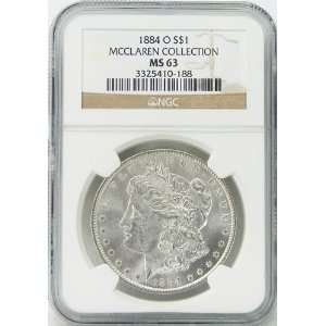 1884 O MS64 Morgan Silver Dollar from the McClaren Collection Graded 