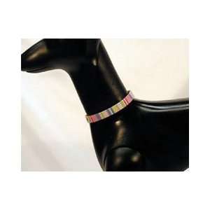   Canvas Dog Collar with Leather Accents (Pink, Small)