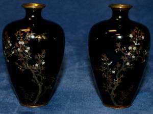 Japanese enamel cloisonier cloisonne pair vases flower  