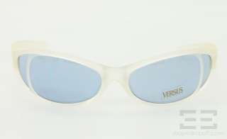 Versus Versace Frosted Oval Frame & Blue Polarized Lens Sunglasses E87 