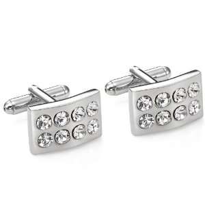  Unique Stainless Steel Cubic Zirconia Mens Cufflinks in a 