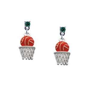    Over Hoop Emerald Swarovski Post Charm Earrings [Jewelry] Jewelry
