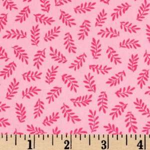  44 Wide Sweet Pea Leaf Sprigs Pink Fabric By The Yard 