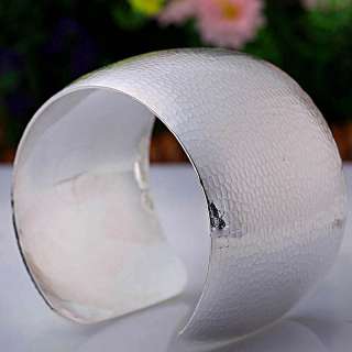 spot silver plated wide cuff bracelet bangle Tibet tone  