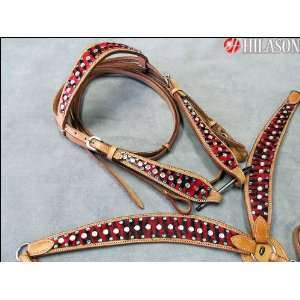  Western Leather Tack Bridle Headstall Breastcollar Crystal 