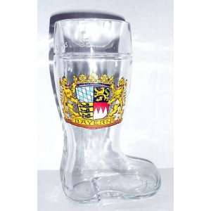  Austria Bayern Beer Boot Tankard Clear Glass Tall Draft 