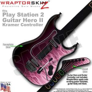 PS2 Guitar Hero II ( 2 ) Kramer Guitar Fire Pink Flames WraptorSkinz 