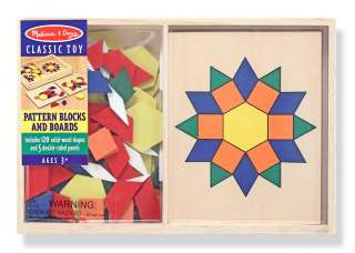Melissa and Doug Pattern Blocks & Boards Set Wooden Shapes Ages 3 