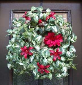   Wreath Spring Red Floral Luxe Door Wreaths Coleus Cardinal Birds Nest