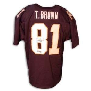  Autographed Tim Brown Blue Notre Dame Jersey Sports Collectibles