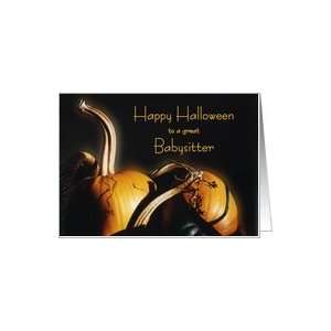 Happy Halloween babysitter, Orange pumpkins in basket with shadows and 