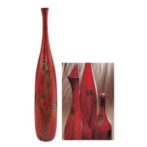  Red Resin Peacock Vase
