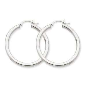  14k Gold 3mm White Hoop Earrings Jewelry
